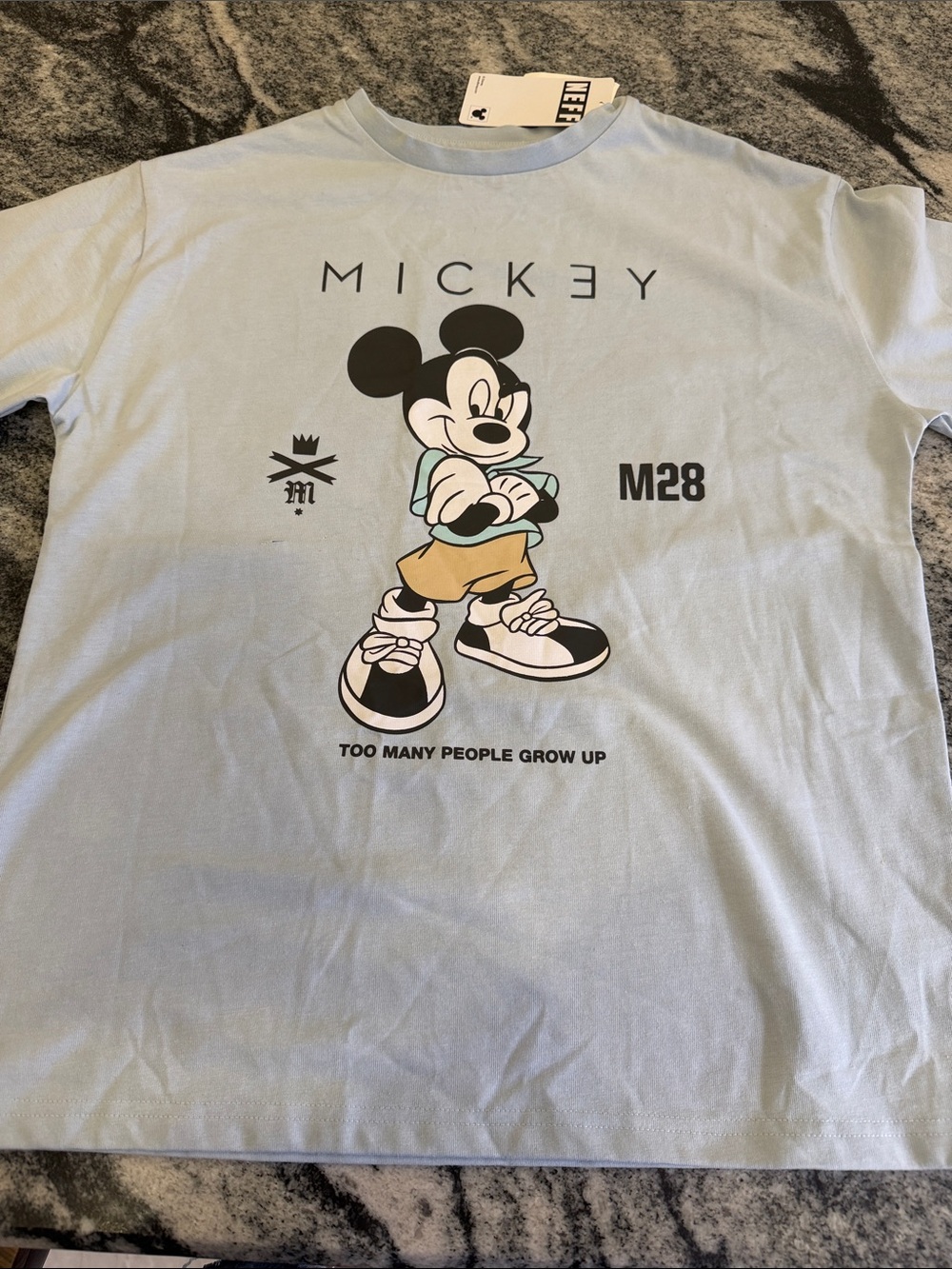 Disney Light Blue Mickey Graphic Short Sleeve Tee